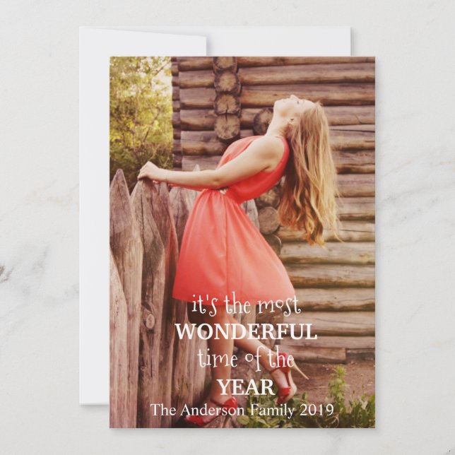 Cartão De Festividades O Natal Mais Maravilhoso adiciona sua própria foto (Frente)