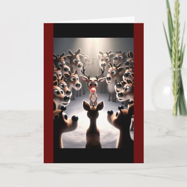 Cartão De Festividades O Natal Radiante de Rudolph (Frente)