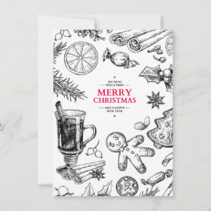 Cartão De Festividades O Natal trata o desenho da vintage. feriado de Nat