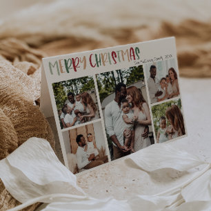 Cartão De Festividades O Natal Verde Colorido Dobrou Cinco Fotos