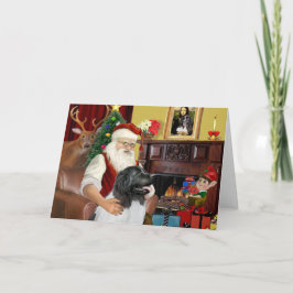 Cartão De Festividades O Newfie Landseer do Papai Noel
