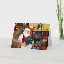 Cartão De Festividades O Newfie Landseer do Papai Noel