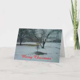 Cartão De Festividades O objetivo do golfe do disco do Feliz Natal no