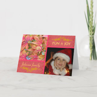 Cartão De Festividades O outono deixa a foto de natal rosa