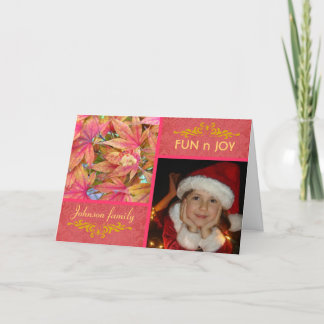 Cartão De Festividades O outono deixa a foto de natal rosa