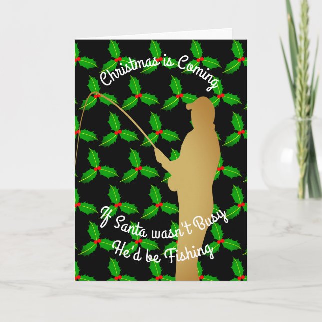 Cartão De Festividades O papai noel do Natal estaria pescando (Frente)