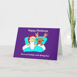 Cartão De Festividades O Papai Noel e o Rudi relaxam no Boxing Day de Nat