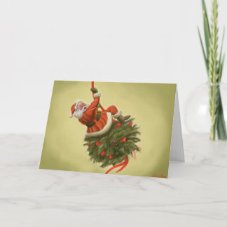 Cartão De Festividades O papai noel entrou como uma bola de destruição