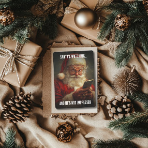 Cartão De Festividades O Papai Noel Está Observando Não Impressionado Na