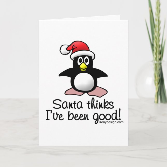 Cartão De Festividades O papai noel pensa que eu fui bom (Frente)