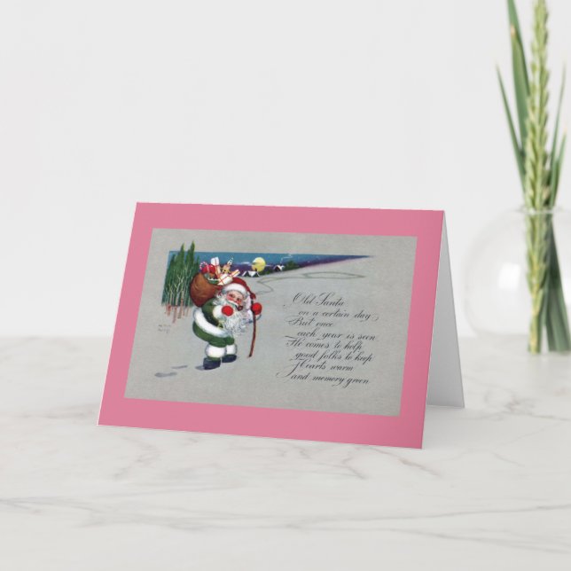 Cartão De Festividades O papai noel serido verde caminha acima o natal (Frente)