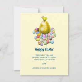 Cartão De Festividades O Pintinho da Páscoa e o Ovo de Páscoa do Ouro