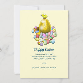 Cartão De Festividades O Pintinho da Páscoa e o Ovo de Páscoa do Ouro