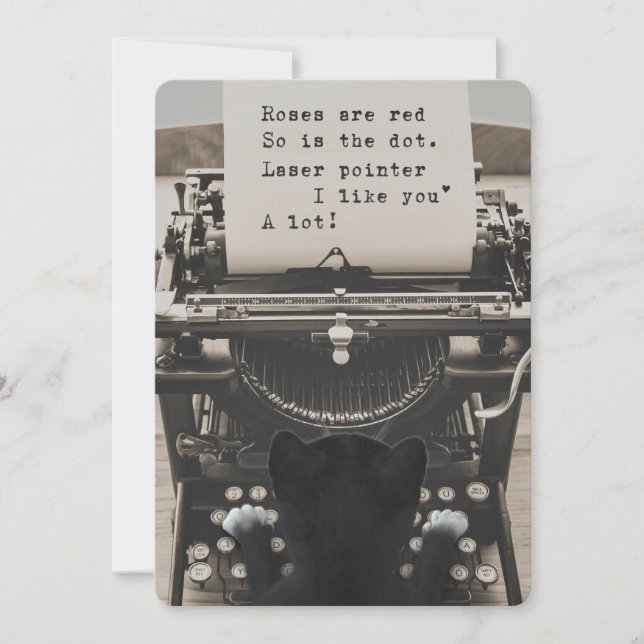 Cartão De Festividades O poema bonito dos namorados de dactilografia do (Frente)