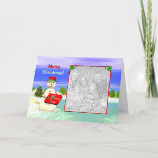 Cartão De Festividades O presente do boneco de neve (quadro da foto)