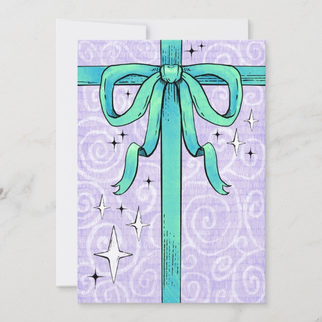 Cartão De Festividades O Presente (Verde e Roxo)  (Frente)