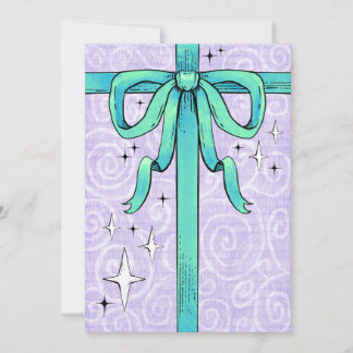 Cartão De Festividades O Presente (Verde e Roxo) 