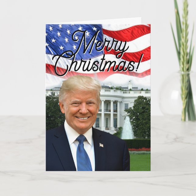 Cartão De Festividades O Presidente Donald Trump Felry Natal Patriótico (Frente)