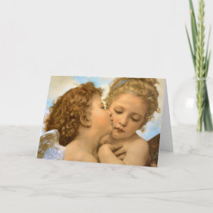 Cartão De Festividades O Primeiro Beijo de Bouguereau, Anjos Vintage