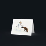Cartão De Festividades O "pugilista encontra arte Notecard do cão do<br><div class="desc">Envie apenas uma nota a um amigo neste notecard bonito,  vazio que caracteriza uma reprodução de minha pintura original da aguarela do "pugilista encontra o boneco de neve".</div>