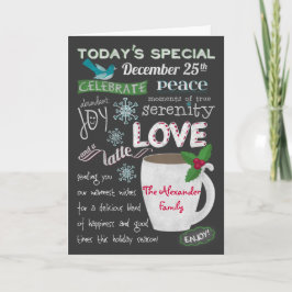 Cartão De Festividades O quadro da cafetaria do Natal adiciona seus nomes