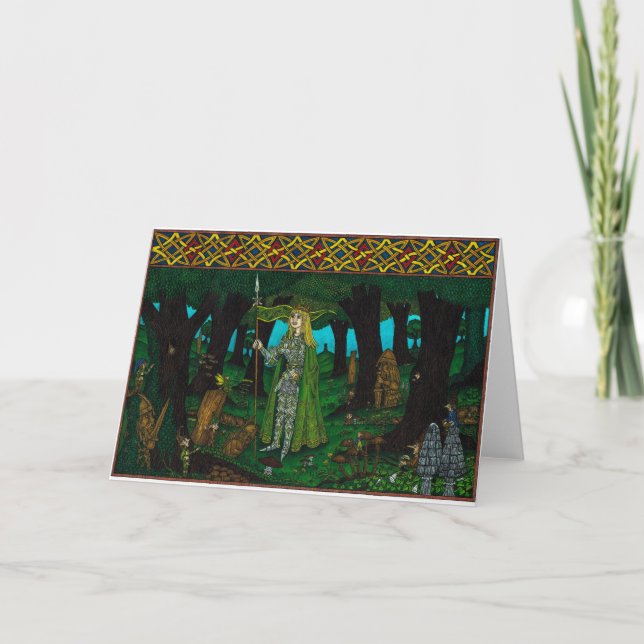 Cartão De Festividades O rei do visco, lança do visco (duende) (Frente)