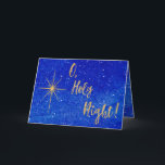Cartão De Festividades O Santa Noite Dourada Estrela Azul Religiosa<br><div class="desc">Este belo Cartão de Natal religioso apresenta a frase "O, Santa Noite!" em um roteiro de caligrafia dourada, uma estrela de ouro da Natividade, e um céu azul escuro com neve, e proclama o sagrado e a esperança da Estação. Na parte de trás da carta está escrito "É a noite...</div>