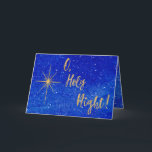 Cartão De Festividades O Santa Noite Dourada Estrela Azul Religiosa<br><div class="desc">Este belo Cartão de Natal religioso apresenta a frase "O, Santa Noite!" em um roteiro de caligrafia dourada, uma estrela de ouro da Natividade, e um céu azul escuro com neve, e proclama o sagrado e a esperança da Estação. Na parte de trás da carta está escrito "É a noite...</div>