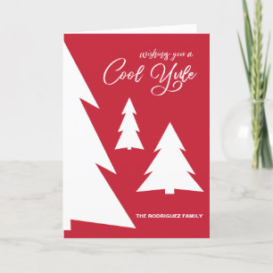 Cartão De Festividades O Script Legal Yule Vermelho Branco Moderno Treina