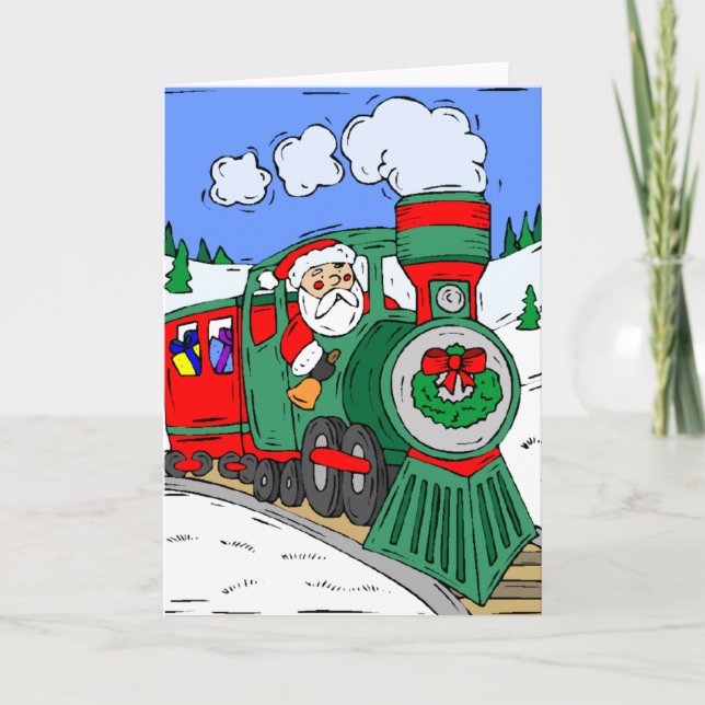 Cartão De Festividades O trem do papai noel (Frente)