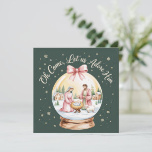Cartão De Festividades Ó Vem, Adoremos a Ele Jesus Natal Rosa Coquette