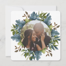 Cartão De Festividades O Verde Azul Personalizado do Natal Deixa a Photo 