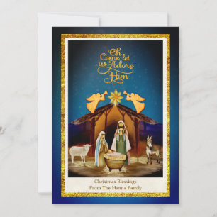 Cartão De Festividades "Ó, vinde, adoremos a Ele" Natal Natividade