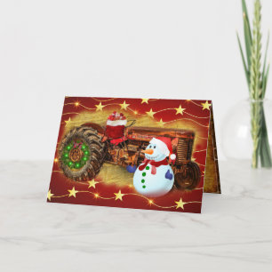 Cartão De Festividades O Vintage Red Trator Natal de Frosty