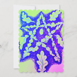 Cartão De Festividades Oak Leaf Pentagram Neon Colorido
