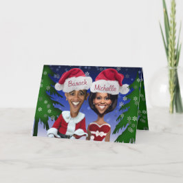 Cartão De Festividades Obama Barack e Michelle Obama Caricature Holiday