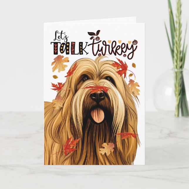 Cartão De Festividades Obrigado, Briard Terrier Dog. Vamos Falar Com A Tu (Frente)