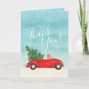 Cartão De Festividades Obrigado #Carro Vermelho Vintage #Flórida #Tropica