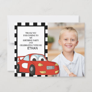 Cartão De Festividades Obrigado de Aniversário do Carro Raça Vermelha P