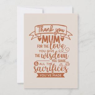 Cartão De Festividades Obrigado Mãe Pelo Amor Que Você Dá À Sabedoria