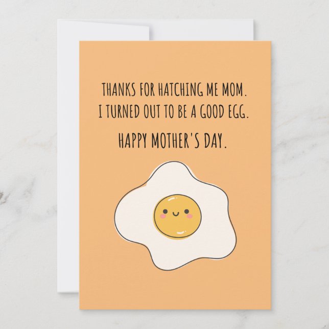 CARTÃO DE FESTIVIDADES OBRIGADO MÃE SOU UM BOM OVO  (Frente)