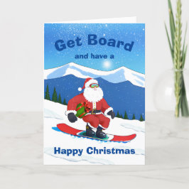 Cartão De Festividades Obter Conselho Natal Papai Noel Snowboard