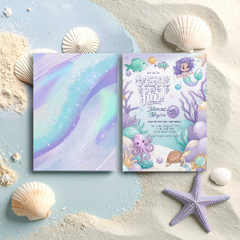 Cartão De Festividades Oceanos de Sereia Divertida Aniversário V1 ID1142