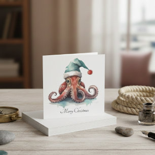 Cartão De Festividades Octopus Natal, personalizável