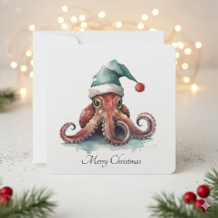 Cartão De Festividades Octopus Natal, personalizável