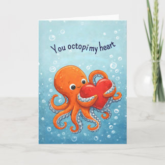 Cartão De Festividades Octupus lover Cute Valentine