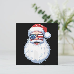 Cartão De Festividades Óculos de sol patrióticos do Papai Noel EUA Natal