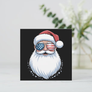 Cartão De Festividades Óculos de sol patrióticos do Papai Noel EUA Natal
