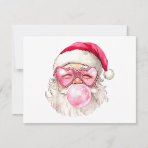 Cartão De Festividades Óculos de Sol Rosa Chiclete Natal Santa Vintage Re