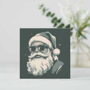 Cartão De Festividades Óculos de Sol Rosto de Papai Noel Natal Retro